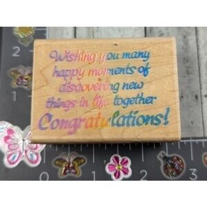 Stampendous Wishing Happy Moments H089 Congratulations Rubber Stamp Wood #E19